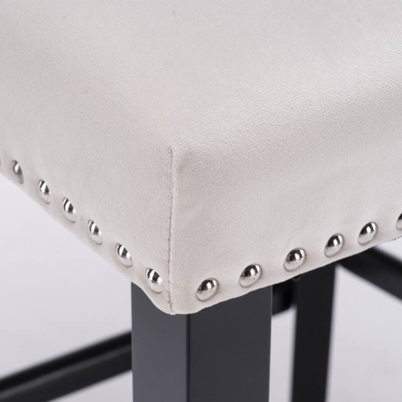 Upholstered Wing-Back Barstools Set of 2/4, Leisure Bar Chairs with Button Tufted Decoration, Wooden Legs and Nailhead Trim