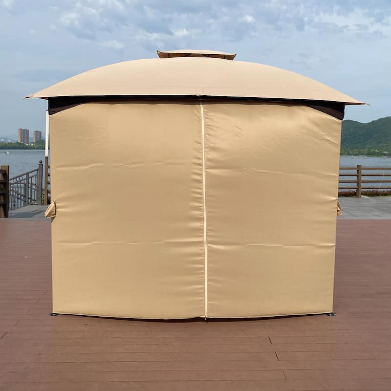 10x10 Ft Outdoor Patio Garden Gazebo Canopy, Outdoor Shading, Gazebo Tent With Curtains