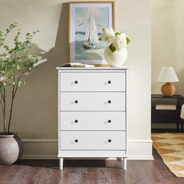 slide 2 of 59, Walker Edison Bullrushes 4-drawer Solid Wood Chest White