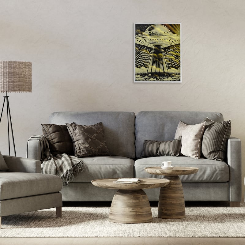 Stupell Mysterious Alien UFO Framed Giclee Art Design By Jesse Keith
