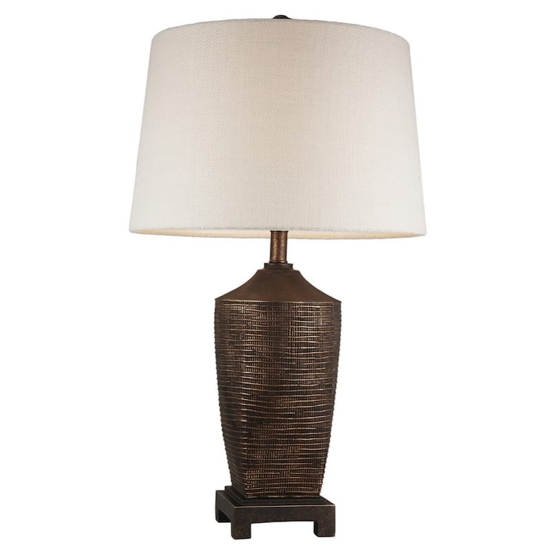 Bronze Polyresin Urn Table Lamp with Off White Empire Shade 3Way Switch - 17” x 17” x 30” (D x W x H)