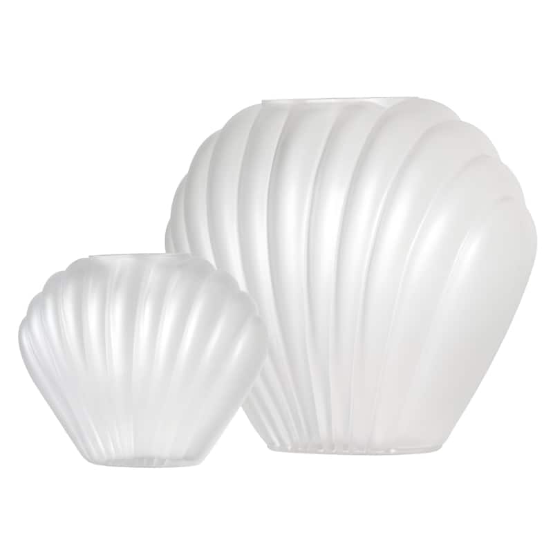 American Art Decor Sea Scallops Misted Glass Vase Set - 11.4" x 8.6" - 11.4" x 8.6" - White - 11.4" x 8.6"