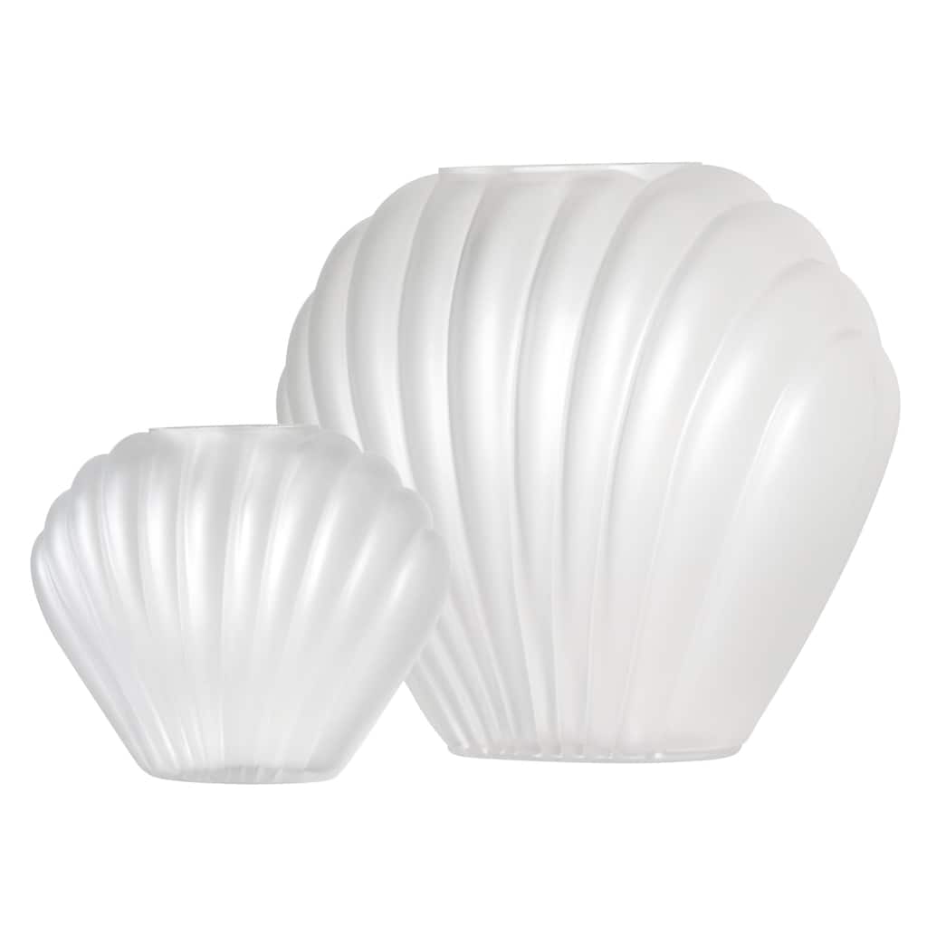 American Art Decor Sea Scallops Misted Glass Vase Set - 11.4" x 8.6" - 11.4" x 8.6"