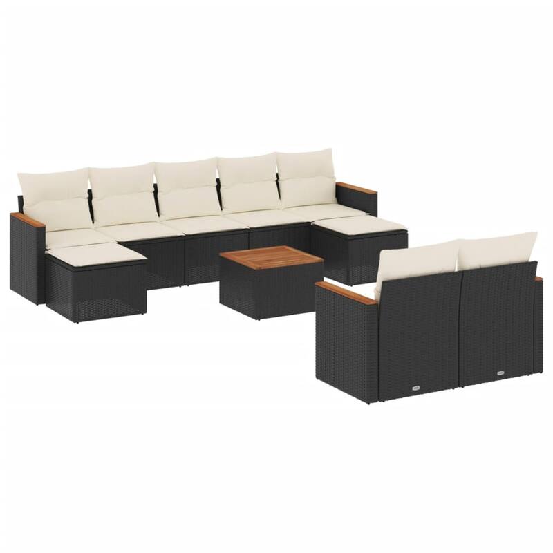 vidaXL Patio Sofa Set with Cushions Outdoor Conversation Furniture Poly Rattan