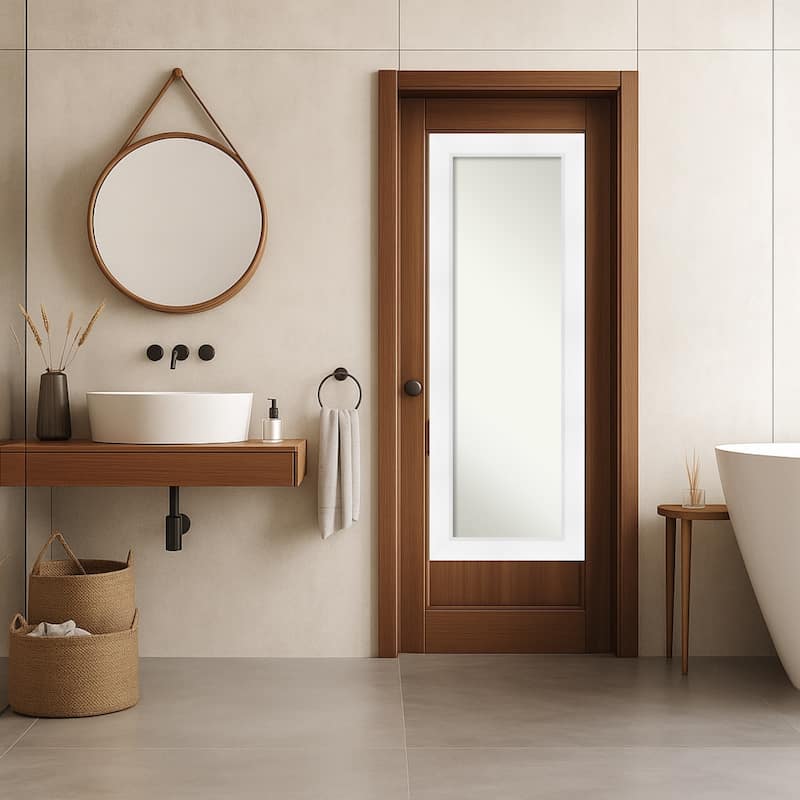 Sloped Non-Beveled Framed Full-Length On the Door Mirror