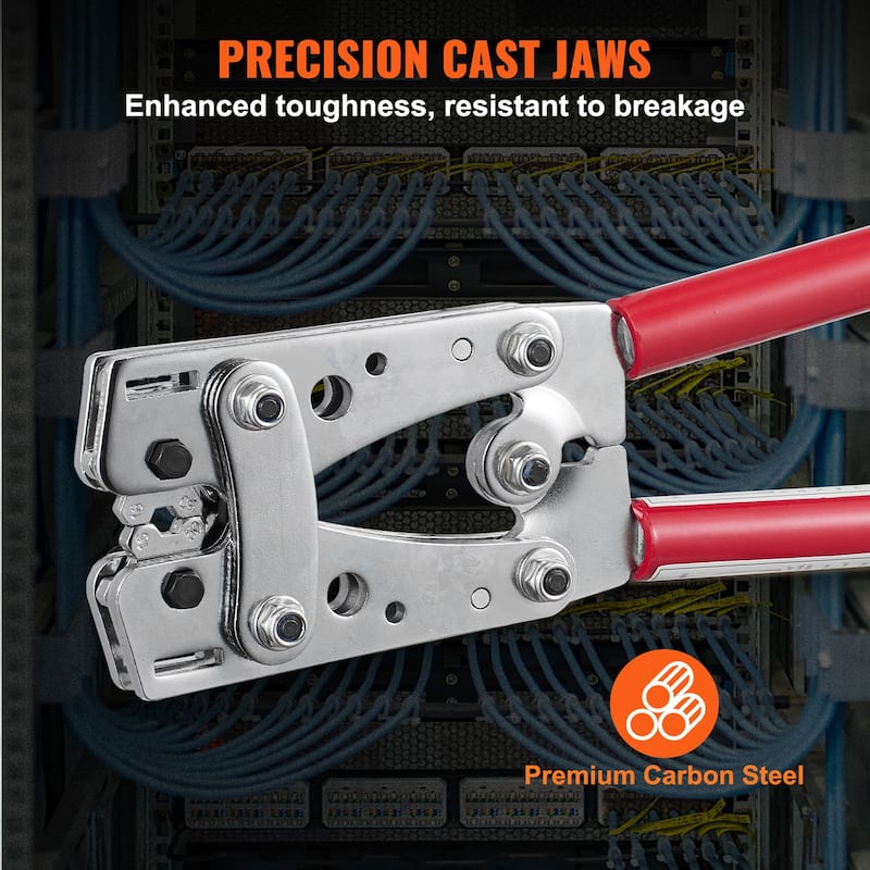 Battery Cable Lug Crimping Tool, 10-1/0 AWG with Heavy Duty Wire Lugs, with 60PCS Aluminum Ring Connectors Terminals