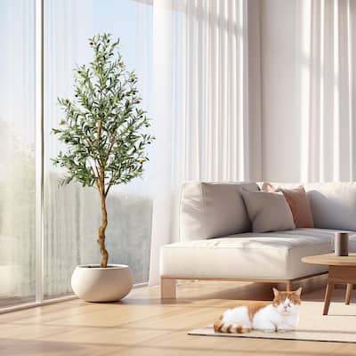 Artificial Olive Tree 7FT(84in) Tall Faux Silk Olive Trees