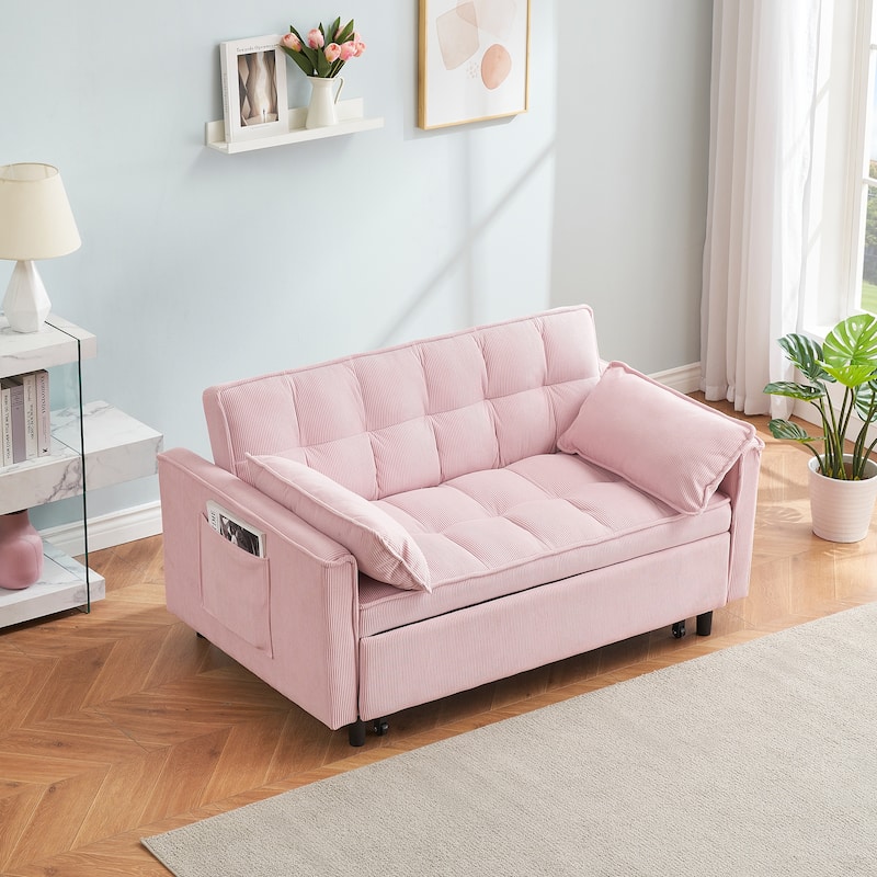 55" 3-in-1 Double Pull-Out Sofa Bed for Living Room