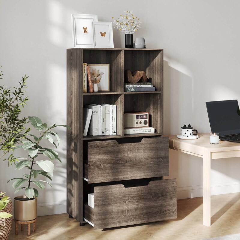 Costway 51” 5-Tier 4-Cube Bookcase with 2 Drawers for Living Room, - See Details