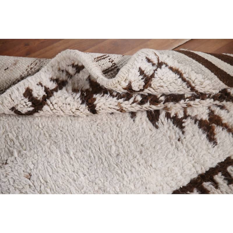 Geometric Anatolian Turkish Runner Rug Handmade Hallway Wool Carpet - 3'4"x 11'3"