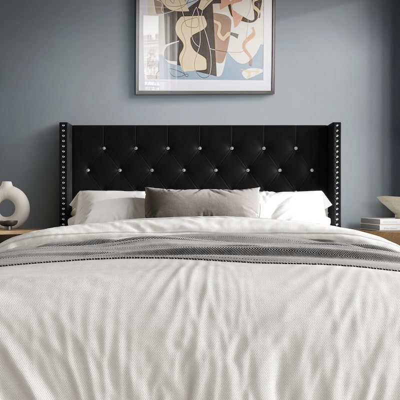 Clayfell Gretna Wingback Tufted Upholstered Headboard - Black - King