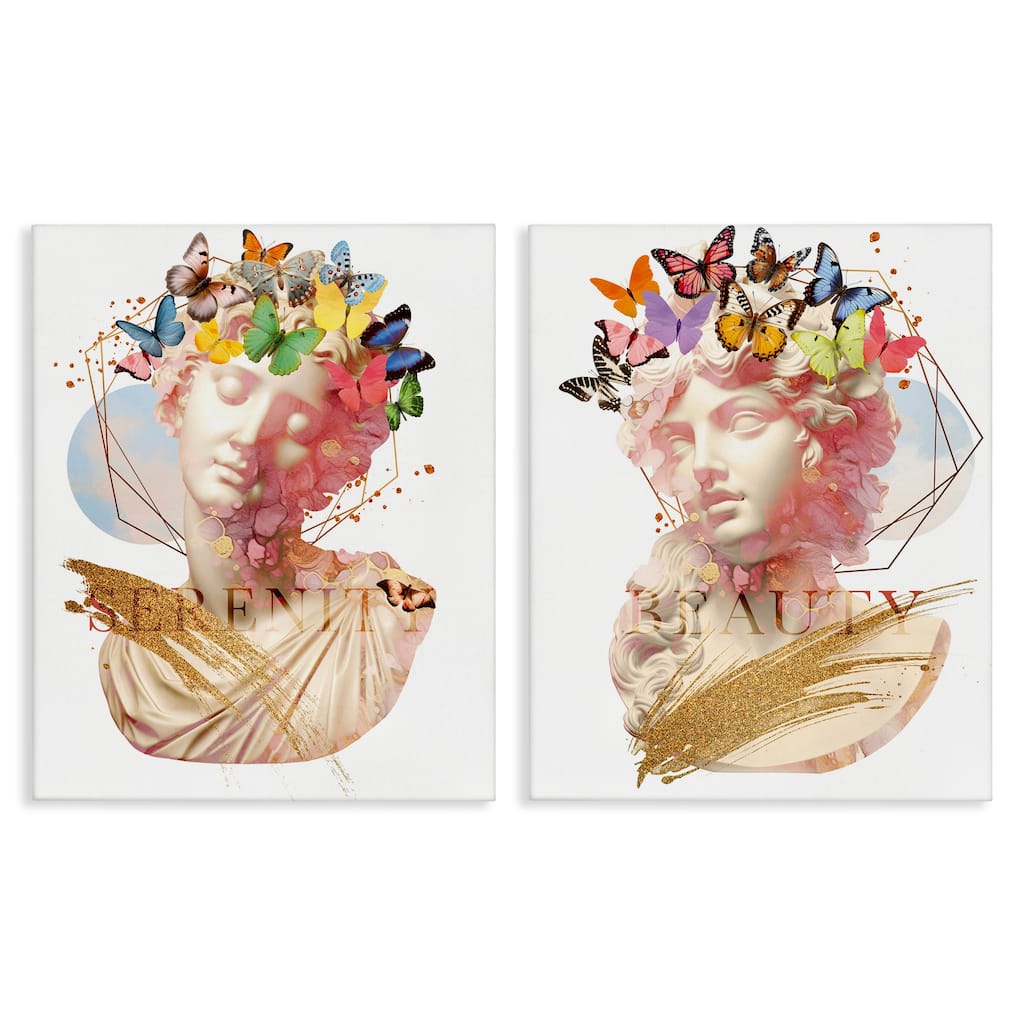 Stupell Serenity & Beauty Glam Collages Canvas Wall Art Design By Susan Arnot (Set of 2)