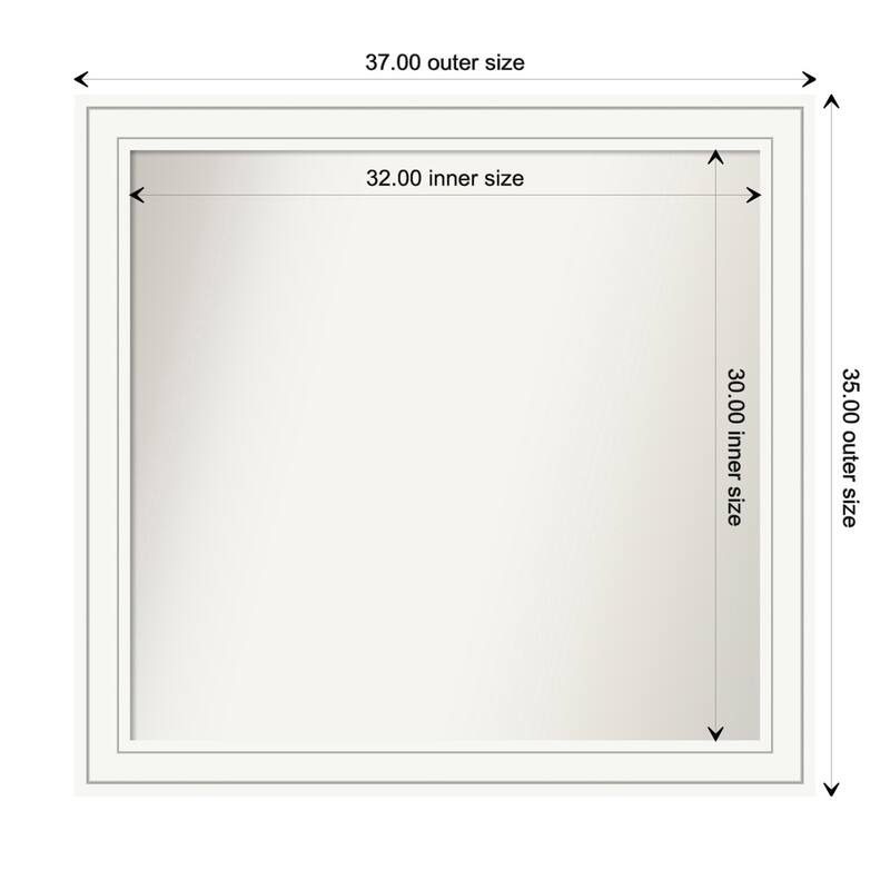 Craftsman White Framed Non-Beveled Custom Wall Mirror, Bathroom Vanity Mirror - Outer Size: 37 x 35
