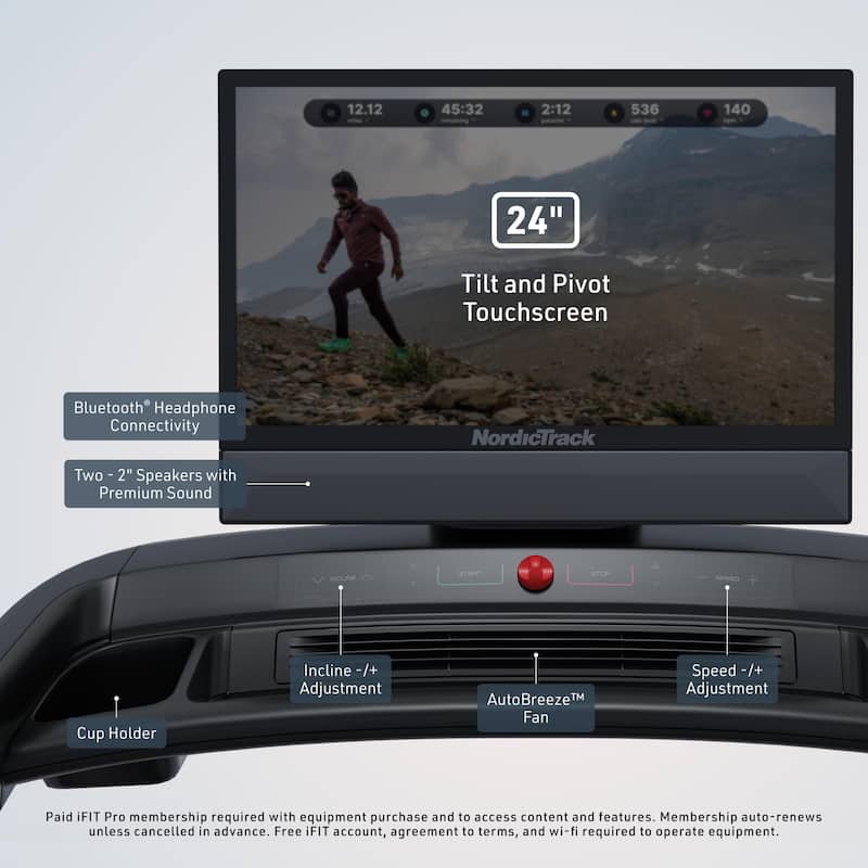 NordicTrack Commercial 2450 Treadmill with 24" Pivoting Touchscreen; Perfect for All Fitness Levels