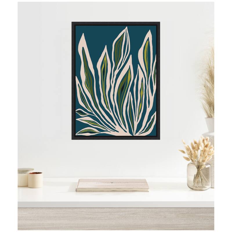 Kate and Laurel Sylvie Blue Flora 2 Framed Canvas by Alicia Bock