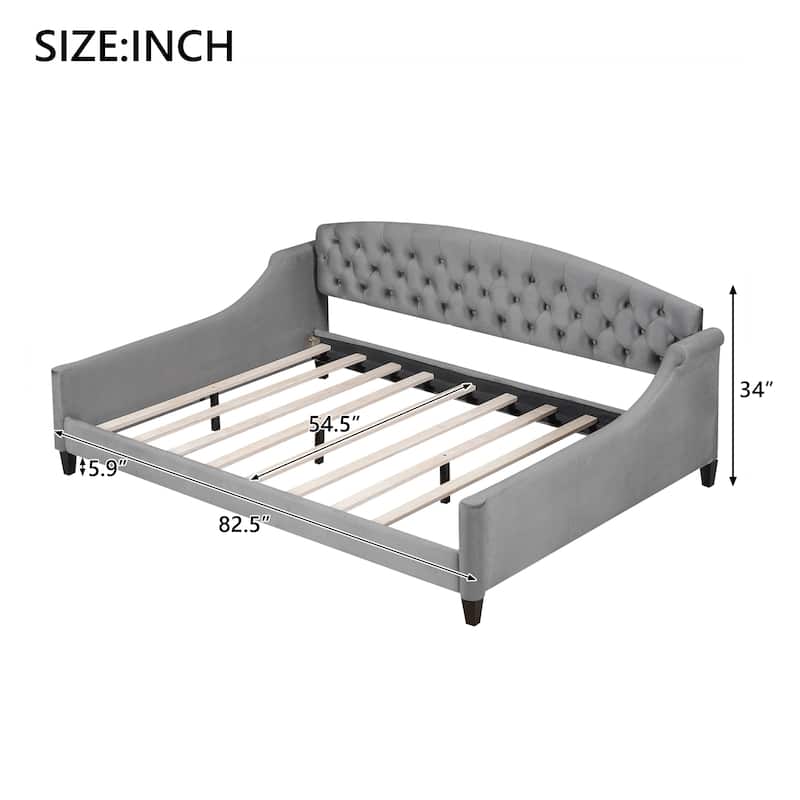Full Size Tufted Daybed - Modern Luxury Button-Tufted Sleeper Sofa with Upholstered Frame