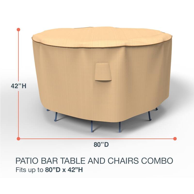 Budge Sedona Tan Patio Bar Table and Chairs Cover Multiple Sizes - Large - 80" Diameter x 42" Drop