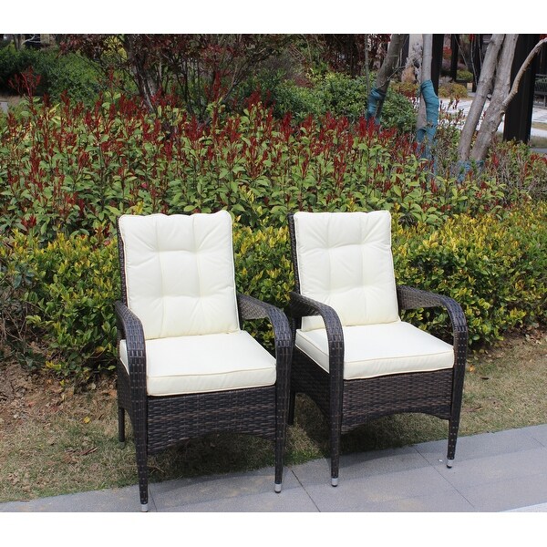 Rattaner Patio Wicker Dining Chair Set 2 Pieces Outdoor PE Rattan ...