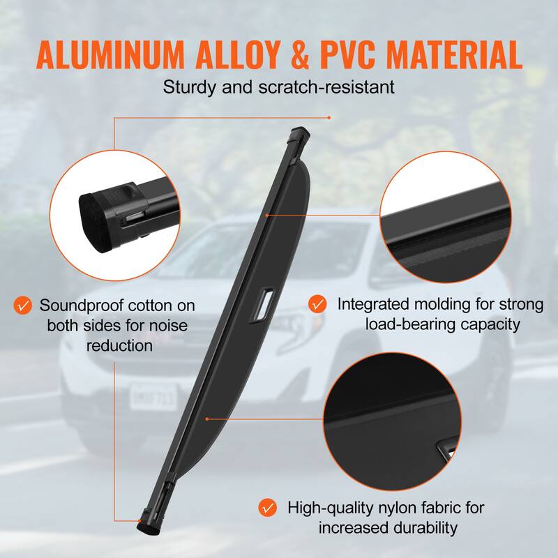 Retractable Cargo Cover, Upgraded Waterproof Trunk Cover Security Shield Shade, UV Resistant Rear Trunk Cover