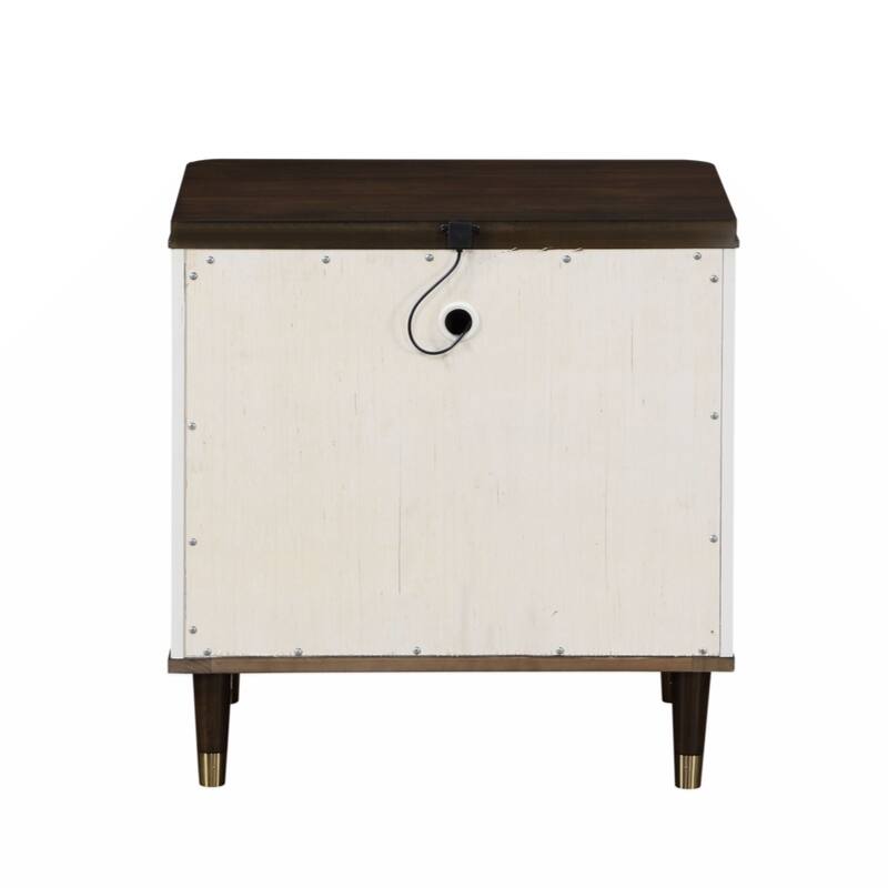 Carena Nightstand w/USB, White & Brown Finish