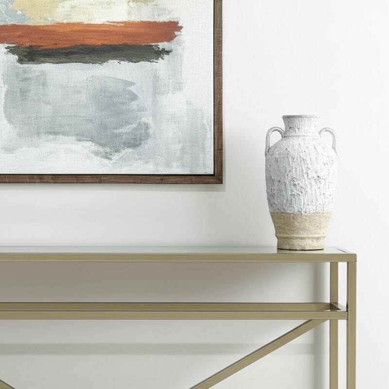 16" Beige And Ivory Amphora Terracotta Urn - 8.70 - Beige/Ivory - 8.70