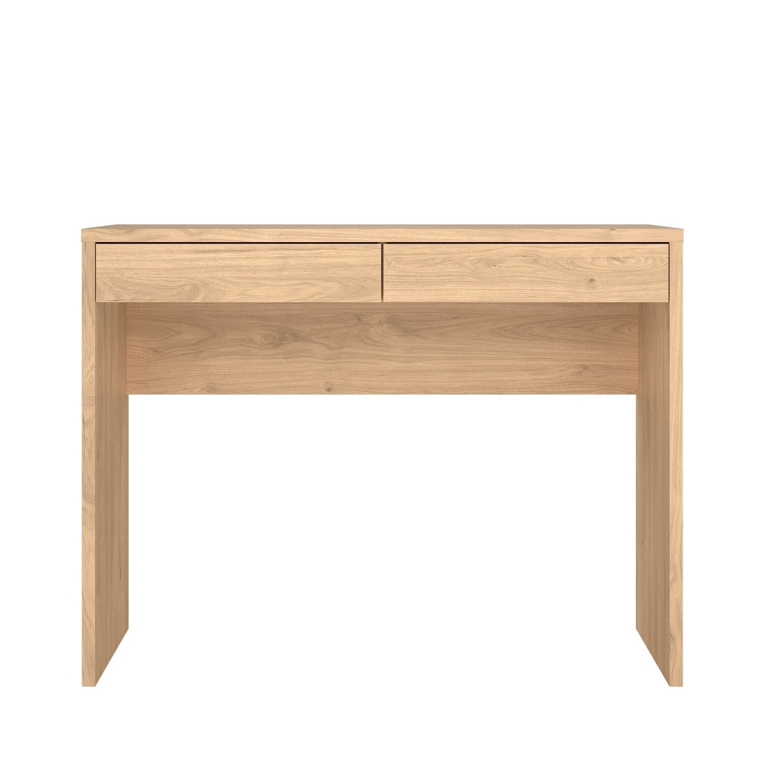 Writing Desk - Compact Hickory Desk with 2 Drawers - Scandinavian Style Workstation