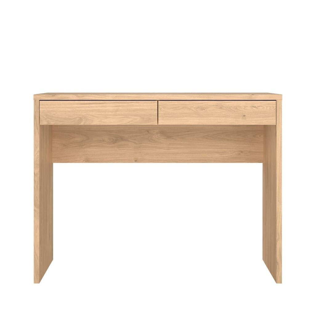 Writing Desk - Compact Hickory Desk with 2 Drawers - Scandinavian Style Workstation