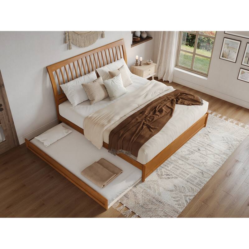 Roslyn Platform Bed with Modern Panel Footboard and Twin XL Trundle