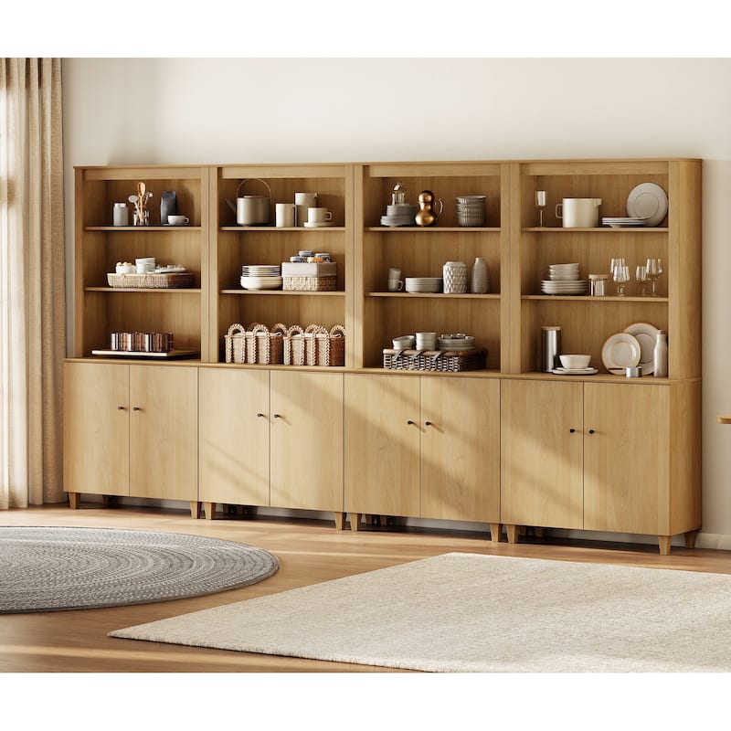 Modern 71" Tall Pantry Cabinet with Doors & Shelves for Dining Room