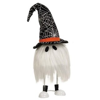 Spooky Wobble Ghost Plush with Witch Hat for Halloween Table Decor - 5.50” L x 5.50” W x 20” H