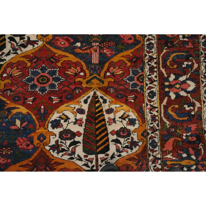 Hand Knotted Oriental 100% Wool Carpet Traditional Floral Oranges & Rust Bakhtiari Area Rug - 10' 3'' X 6' 9''