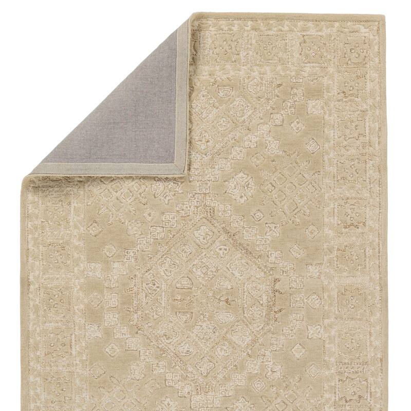 Rouran Handmade Medallion Tan/ Cream Area Rug