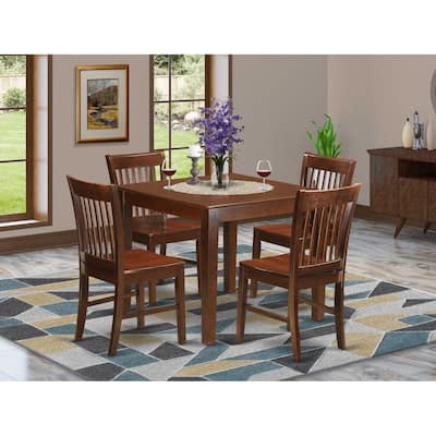 Bohemian Dining Set - 5 Piece Table & Chairs - 36 Inch Square - Mahogany Finish - Kitchen Dining Room Set