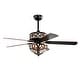 preview thumbnail 5 of 15, Lars Black Tiffany Style Two Tiered Lighted Ceiling Fan White and Copper Shade with Remote Control - WhiteCopper