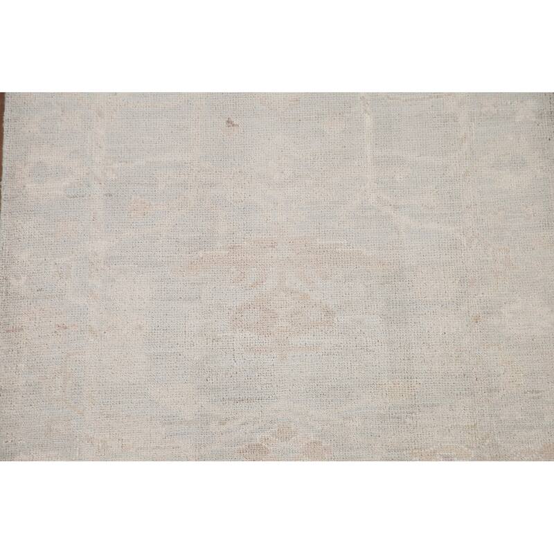 Hand Knotted Oriental 100% Wool Carpet Transitional All-Over Green Oushak Area Rug - 4' 11'' X 3' 2''