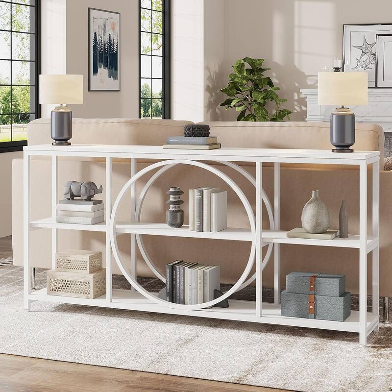 70.9" Extra Long Console Table Sofa Table Behind Couch with Wood Storage Shelves Metal Frame for Entryway/Living Room/Hallway
