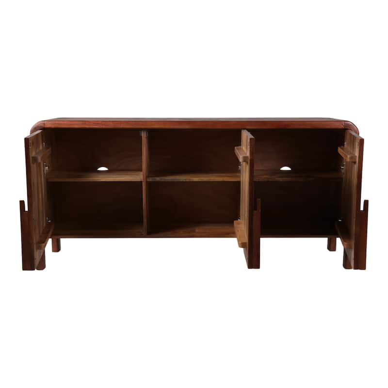 Mango Wood Cabinet Cassia Style Rounded Edge Design - 63" Brown - 63" x 15" x 29.5"