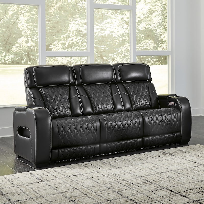 Signature Design by Ashley Boyington Black Power Reclining Sofa - 86"W x 38"D x 44"H - 86"W x 38"D x 44"H - Black