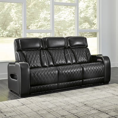 Signature Design by Ashley Boyington Black Power Reclining Sofa - 86"W x 38"D x 44"H