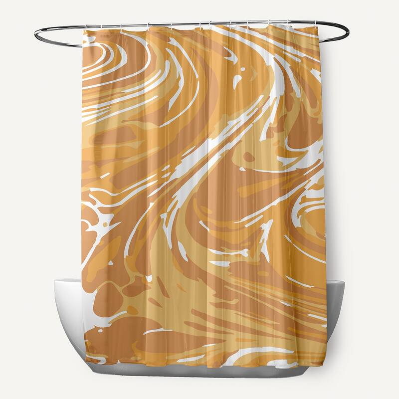 71 x 74-inch Marble Geometric Print Shower Curtain - Yellow