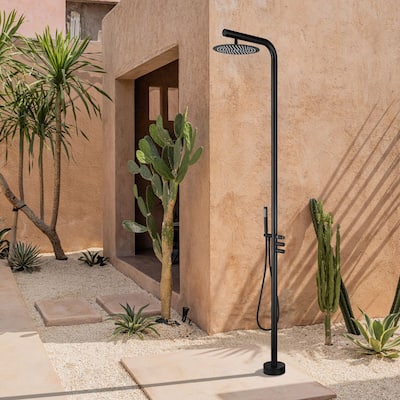 Rbrohant Freestanding Shower Head, Stainless Steel and Brass Outdoor Handheld Shower