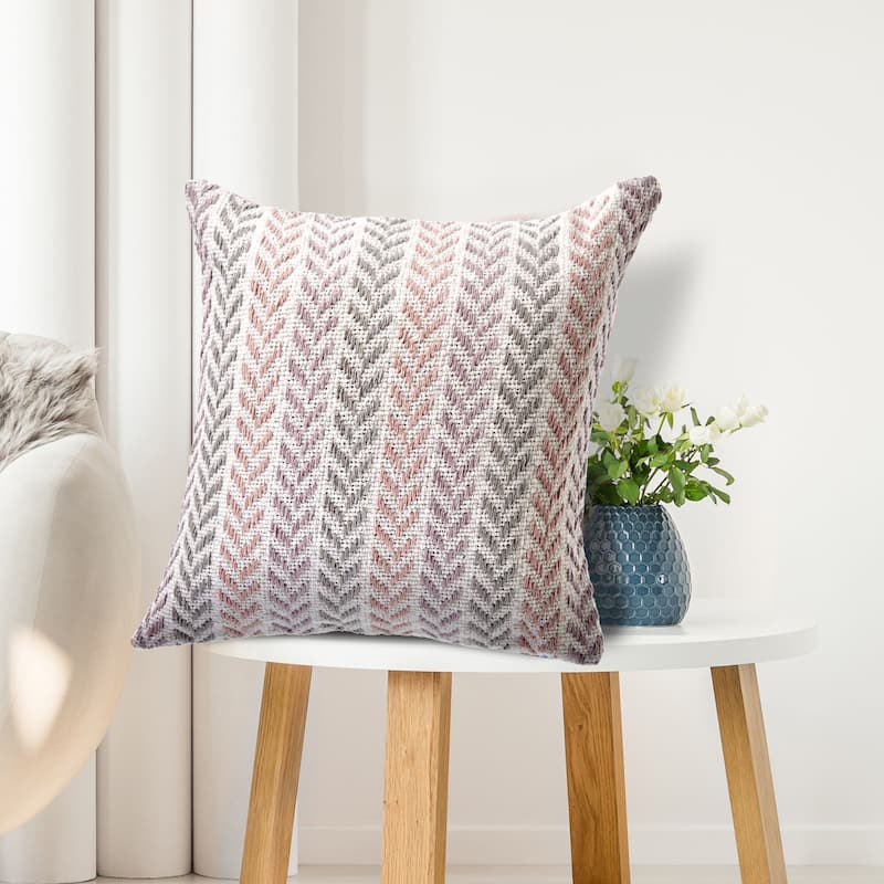 18" Purple and Gray Chevron Square Throw Pillow