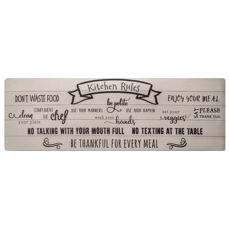 SoHome Cozy Living Kitchen Rules Anti-Fatigue Kitchen Mat, Beige/Black