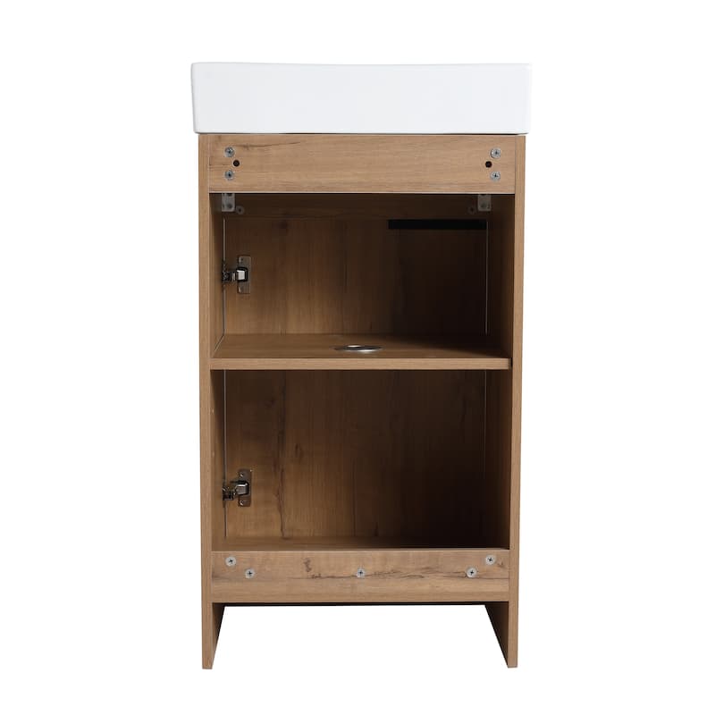Bathroom Vanity With Sink In 16/18 Inch, Freestanding Bathroom Vanity With Soft Close Door