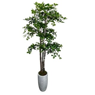 Cypress & Alabaster | Handmade 4' Artificial 3-tier Black Olive Tree In Home Basics Plastic Pot Made With Real Wood And Moss Accents
