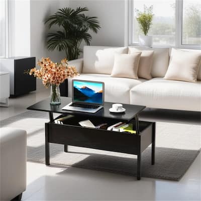 39" Modern Lift Top Coffee Table Desk With Hidden Storage Compartment