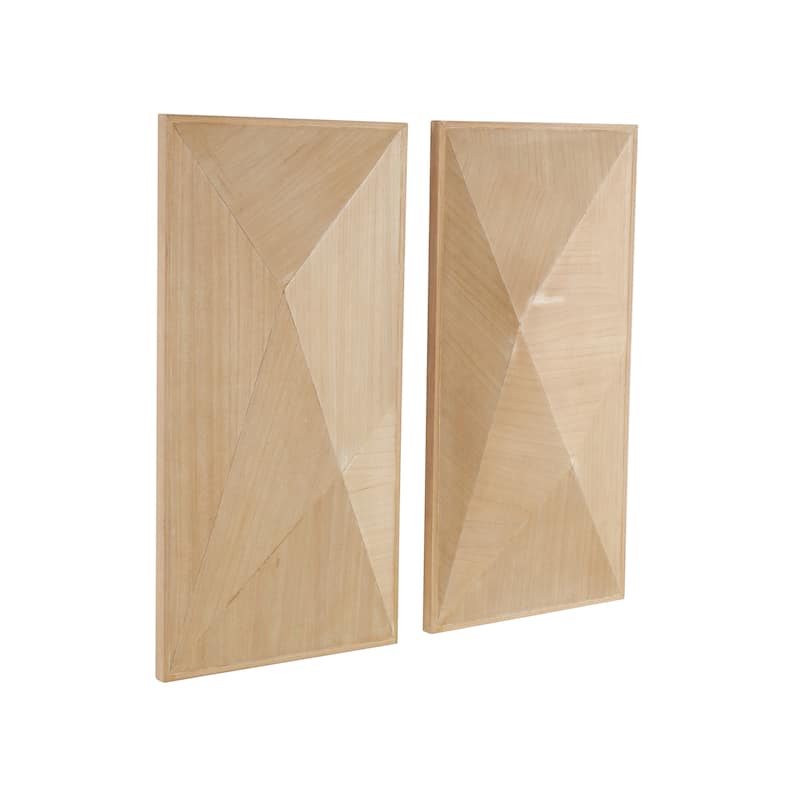 Wood Geometric 3D Home Wall Decor - Set of 2 Brown - Roche River Decor