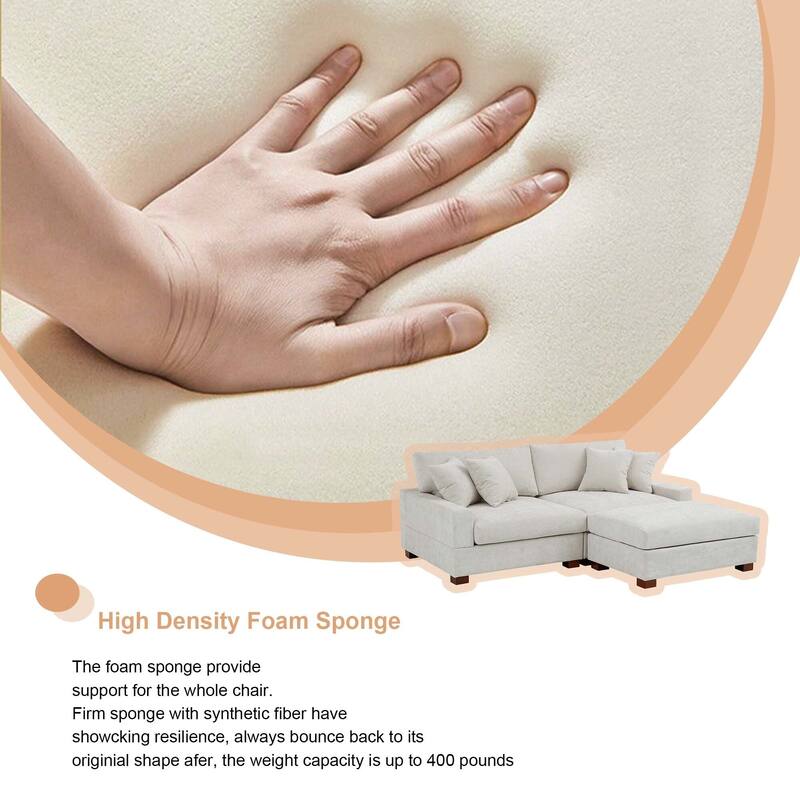 Oversized Chenille Modular Sectional Sofa Living Room Set with Ottoman