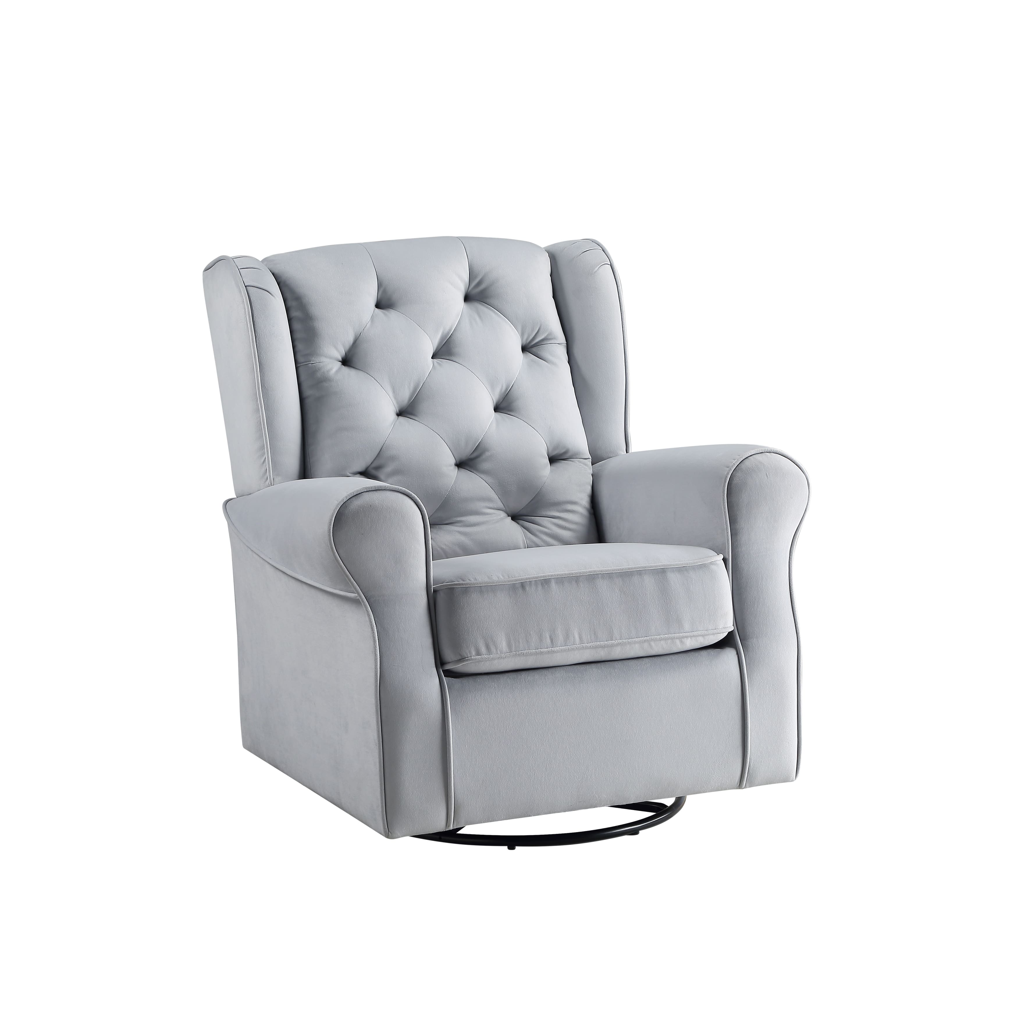 Modern Home Swivel Chair Removable Cushion Cover and Button Tufted on Back Cushion Recliners