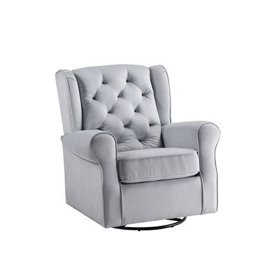 Modern Home Swivel Chair Removable Cushion Cover and Button Tufted on Back Cushion Recliners with Glider & Metal Base Leg